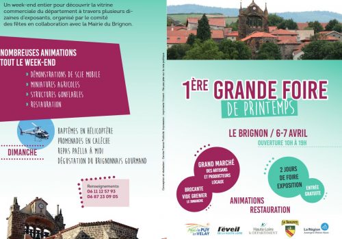 1ére Grande foire-exposition de printemps au Brignon, les 6 et 7 avril prochains