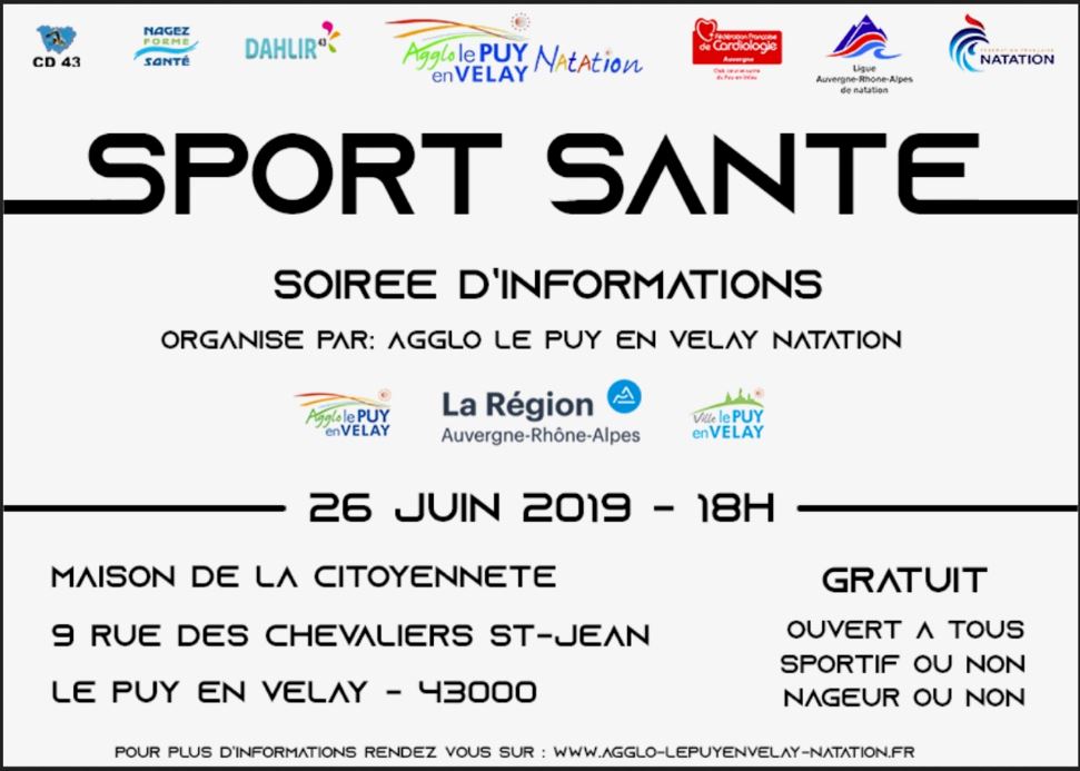 Sport et Santé : une soirée d’informations le mercredi 26 juin au Puy-en-Velay