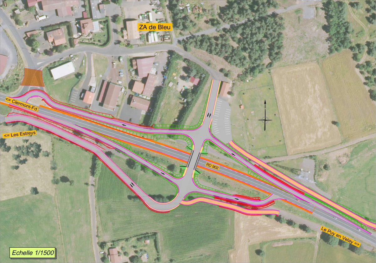 Déviation au niveau du carrefour de la zone d’activités Plaine de Bleu à Polignac